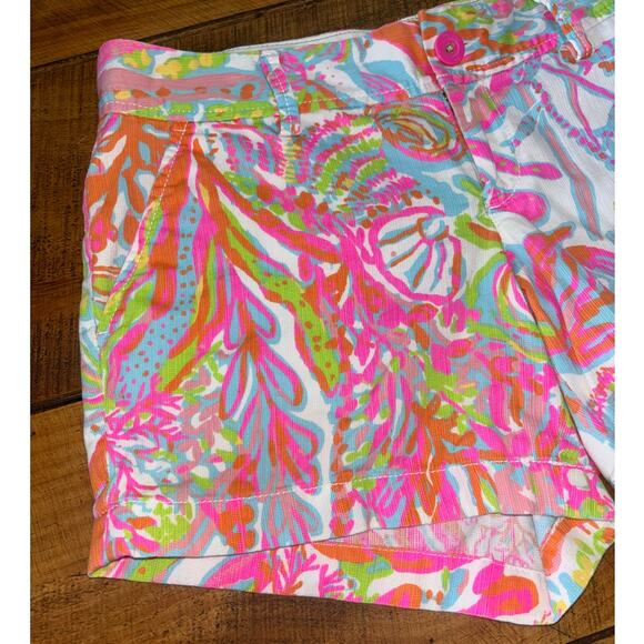 Lilly Pulitzer Womens Callahan Shorts Hot Pink Tropical Pockets Size 4 - Picture 3 of 8